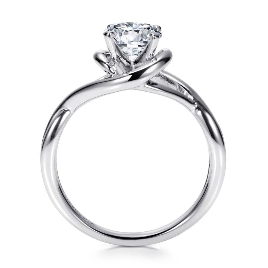 14k white gold round twisted diamond engagement ring