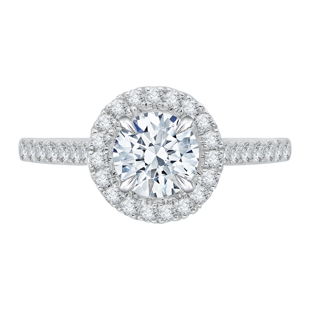 round cut diamond halo engagement ring in 14k two tone gold (semi mount)