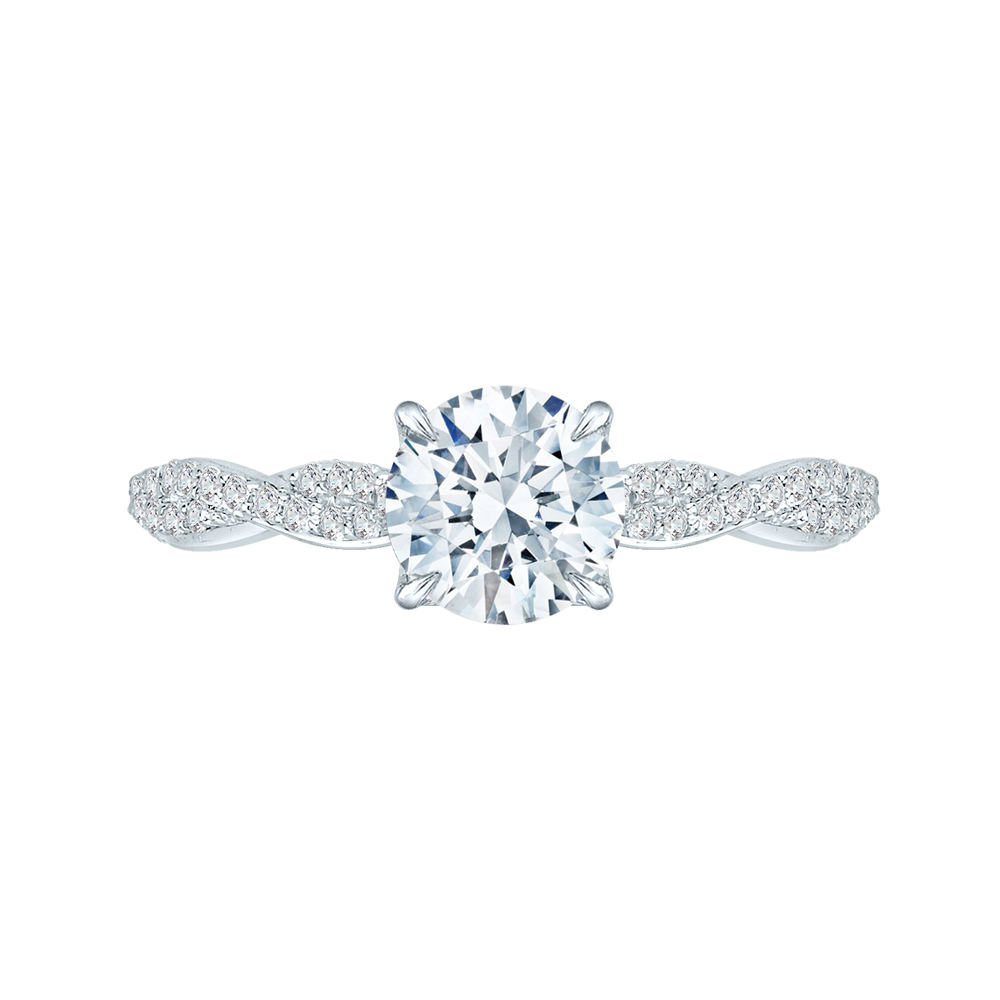 14k white gold round diamond engagement ring (semi mount)