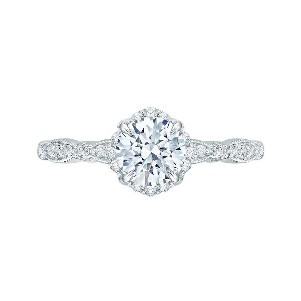 14k white gold round diamond engagement ring (semi mount)