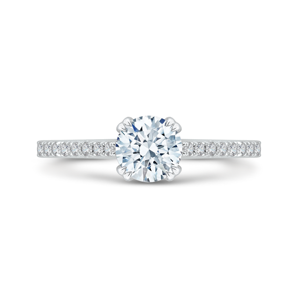 round cut diamond engagement ring in 14k two tone gold (semi mount)