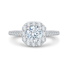 round diamond halo engagement ring in 14k white gold (semi mount)