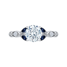 14k white gold round diamond engagement ring with sapphire (semi mount)
