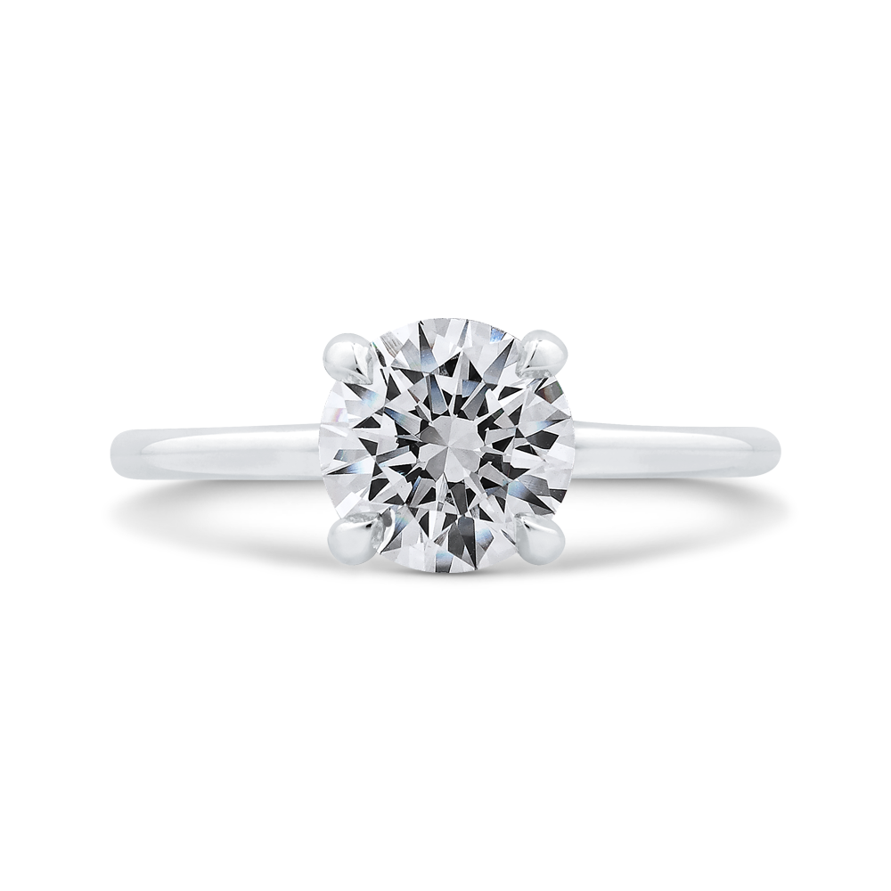 14k white gold round cut diamond classic engagement ring (semi mount)