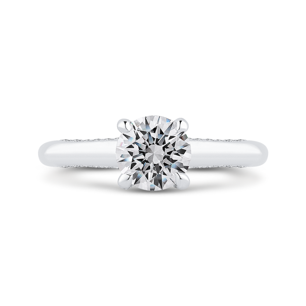 14k white gold round diamond halo engagement ring (semi mount)