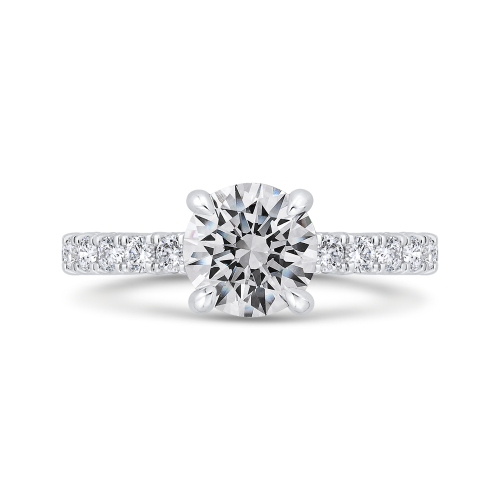 14k white gold round diamond solitaire plus engagement ring  (semi mount)
