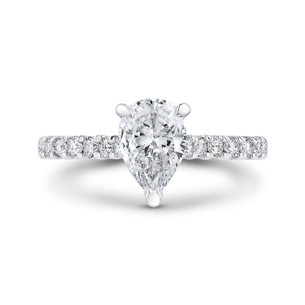 14k white gold pear diamond engagement ring (semi mount)