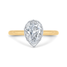 14k two tone gold pear diamond halo engagement ring (semi mount)