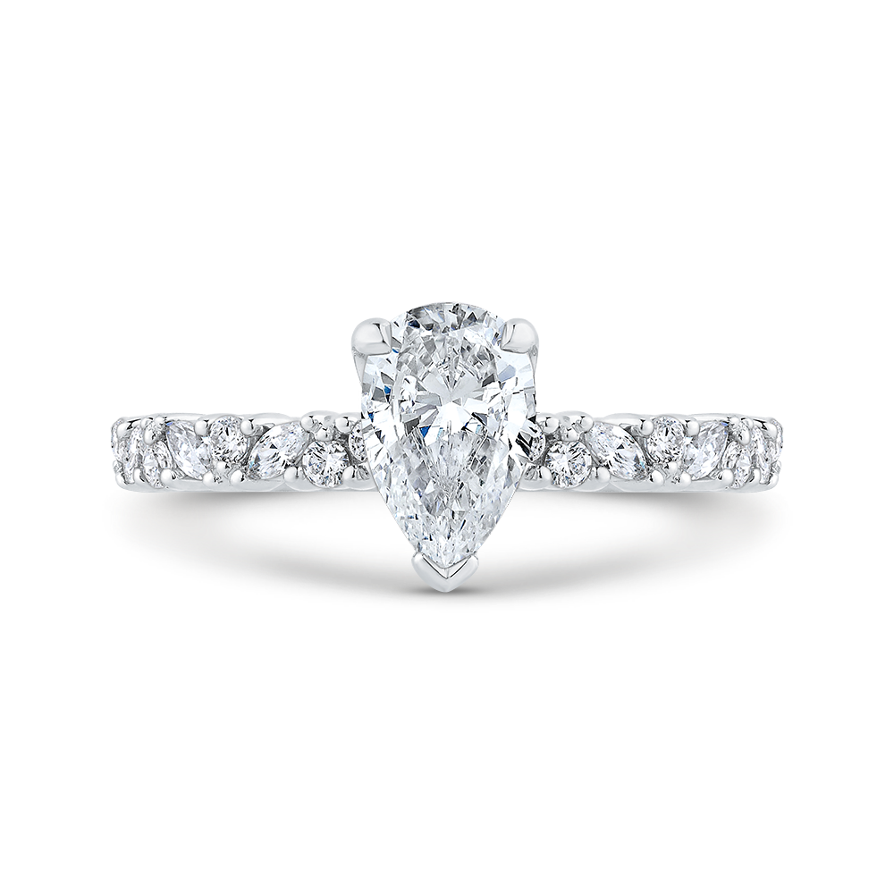 14k white gold pear cut diamond engagement ring (semi mount)
