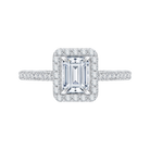 emerald cut diamond halo engagement ring in 14k white gold (semi mount)