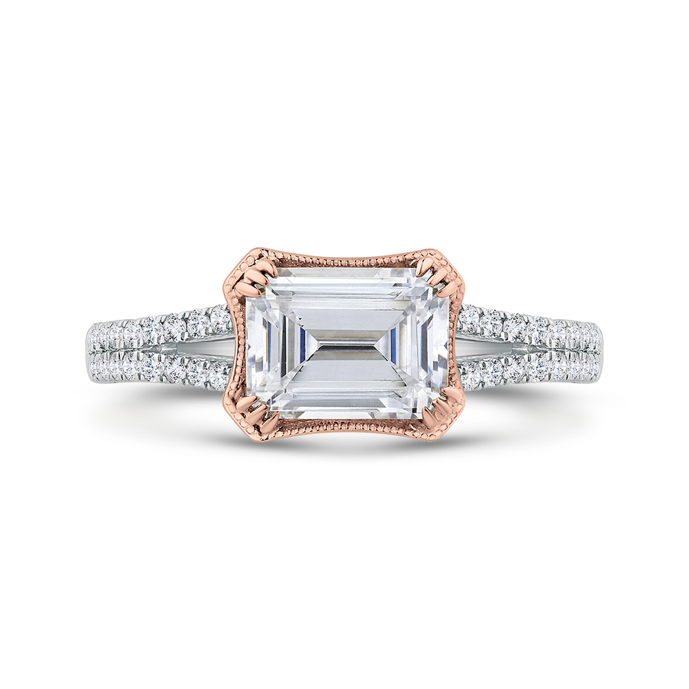 14k two tone gold diamond engagement ring (semi mount)