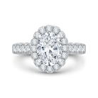 oval diamond halo engagement ring in 14k white gold (semi mount)