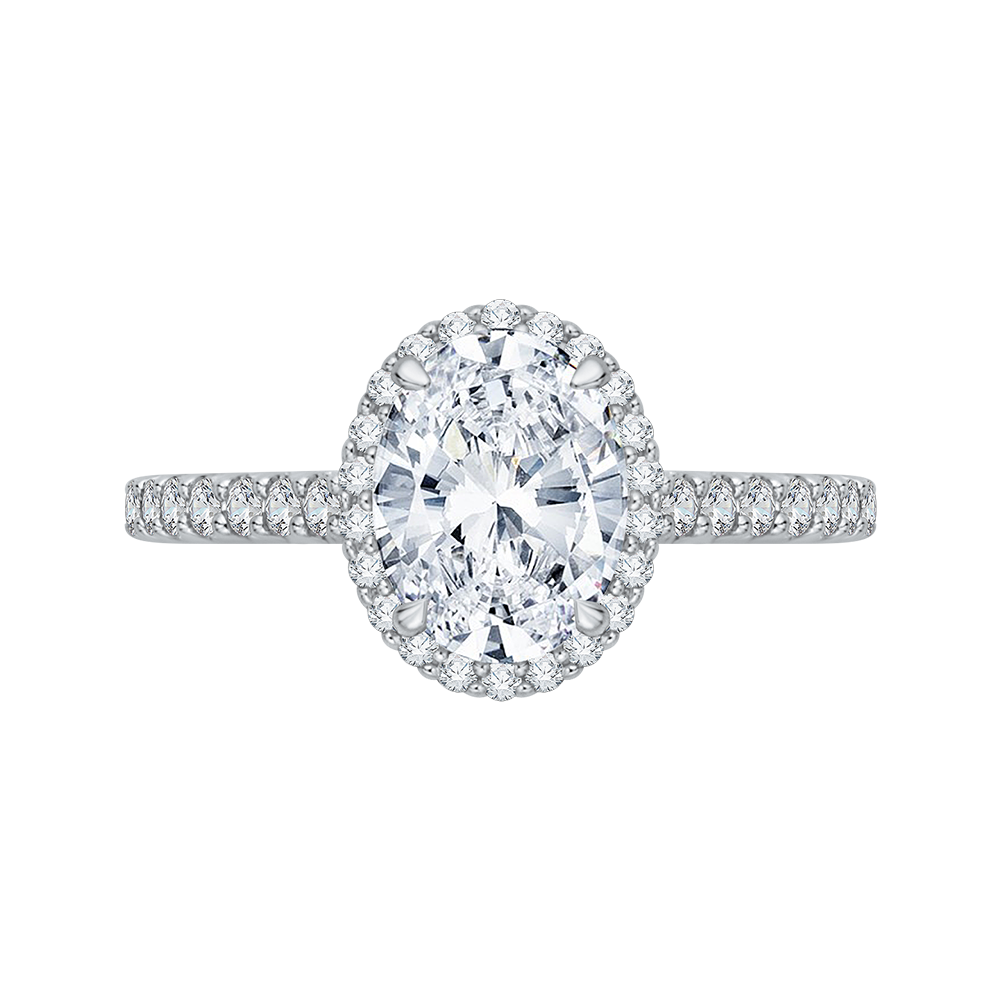 14k white gold oval cut diamond halo engagement ring (semi mount)
