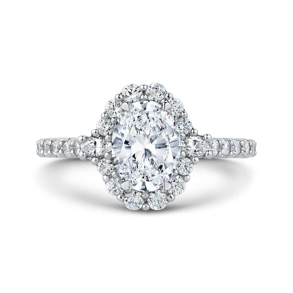 14k white gold oval diamond halo engagement ring (semi mount)