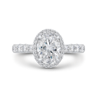 oval diamond halo engagement ring in 14k white gold (semi mount)