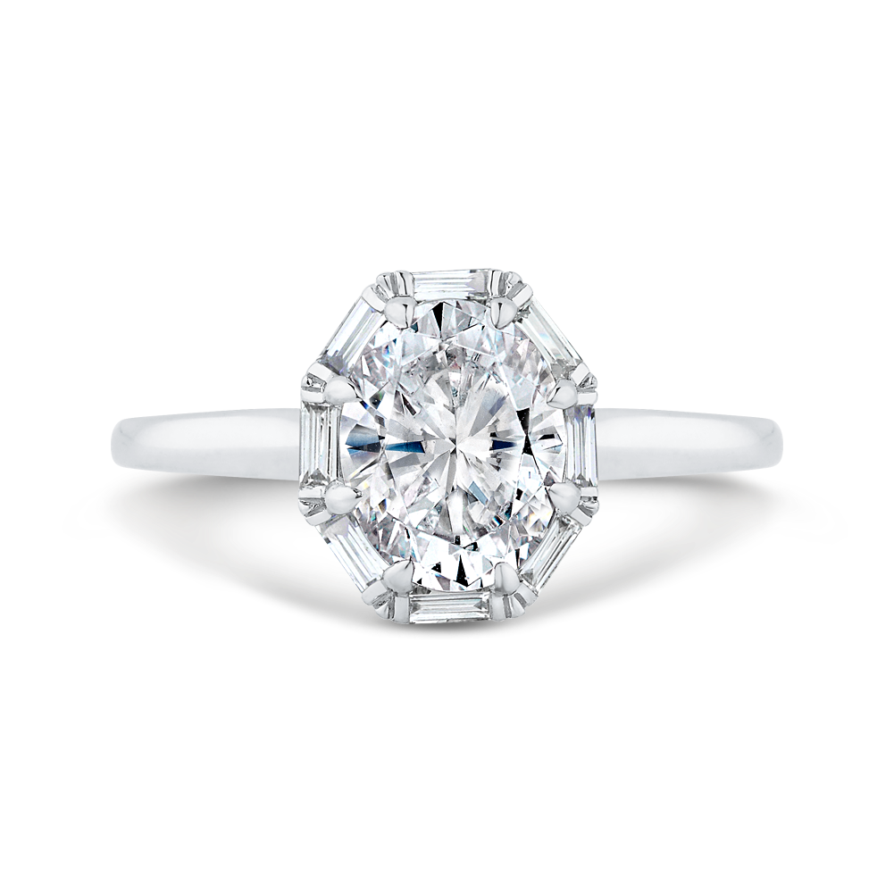14k white gold oval cut diamond halo engagement ring (semi mount)