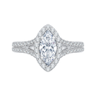 14k two tone gold marquise diamond halo vintage engagement ring with split shank (semi mount)