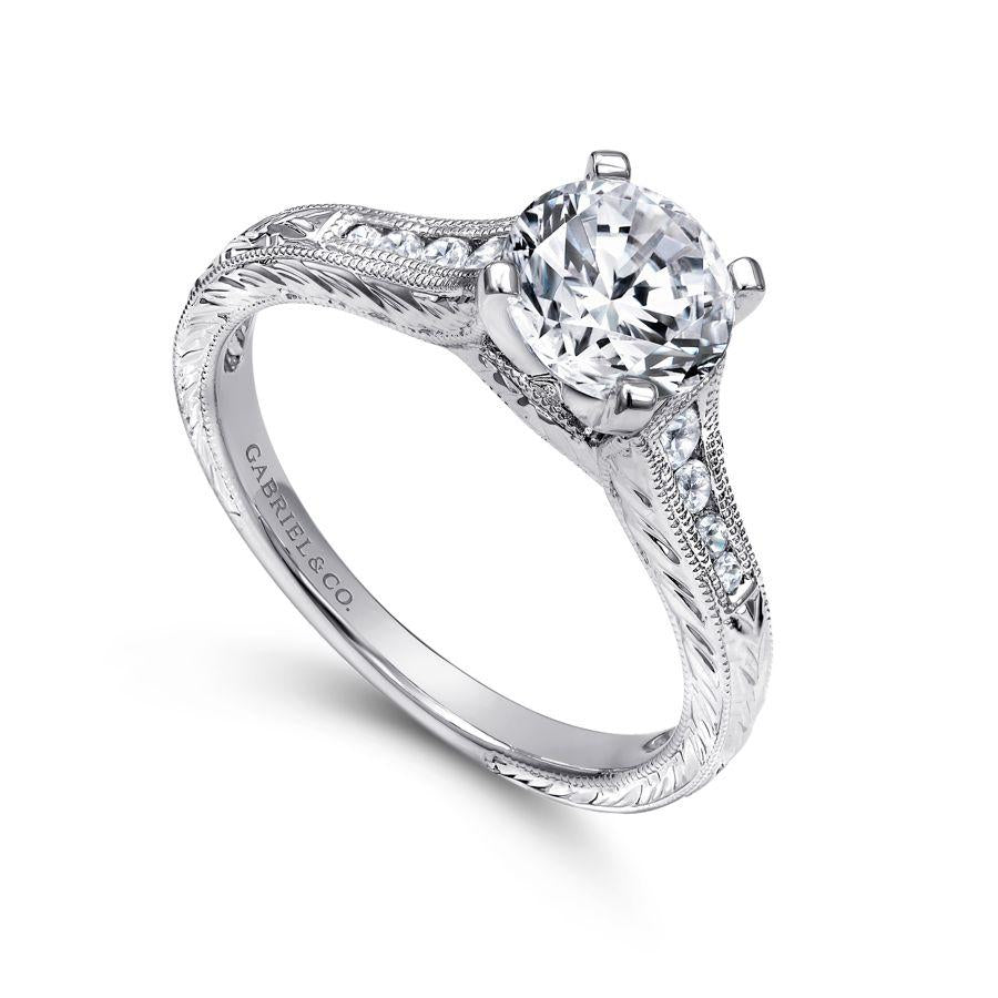 14k white gold round diamond engagement ring