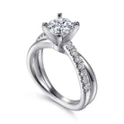 14k white gold round twisted diamond engagement ring