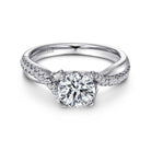 14k white gold round twisted diamond engagement ring