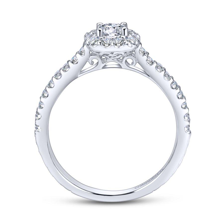 14k white gold round halo diamond engagement ring