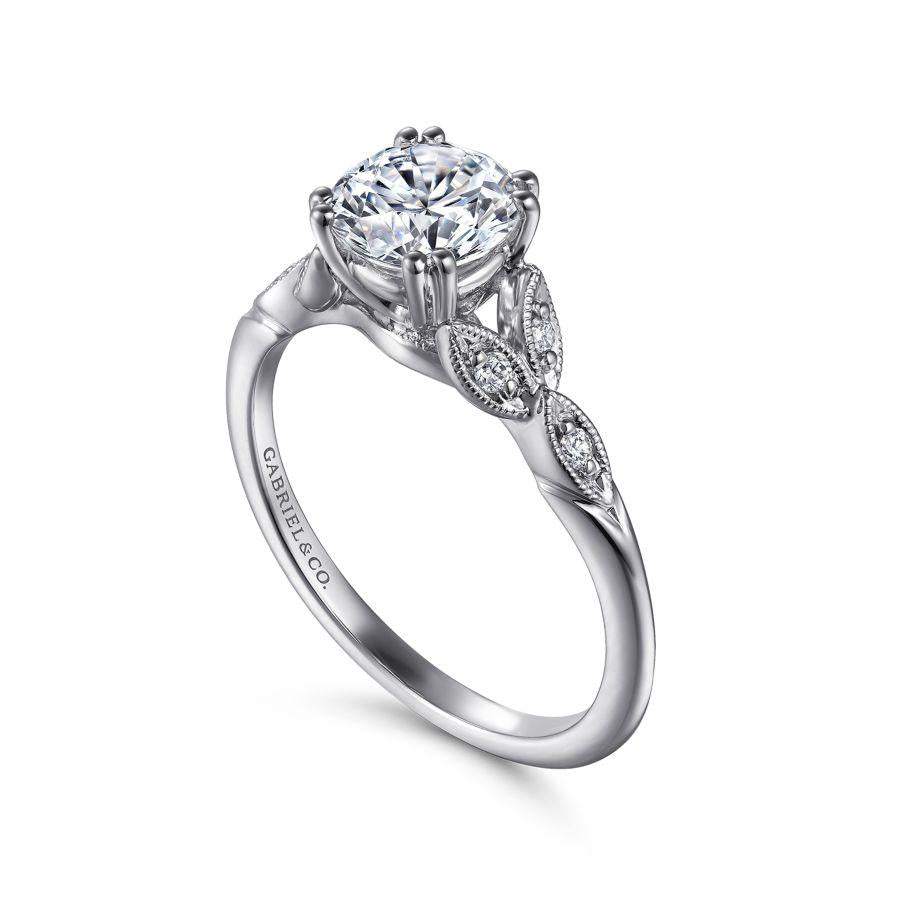 14k white gold round diamond engagement ring