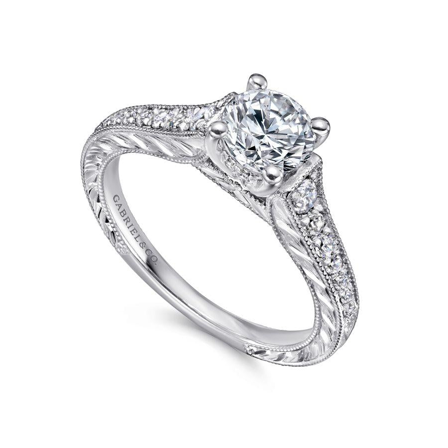 14k white gold round diamond engagement ring