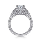 unique 14k white gold vintage inspired diamond halo engagement ring