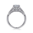 unique 14k white gold vintage inspired diamond halo engagement ring