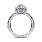 14k white gold cushion halo round diamond engagement ring