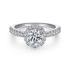 14k white gold round halo diamond engagement ring