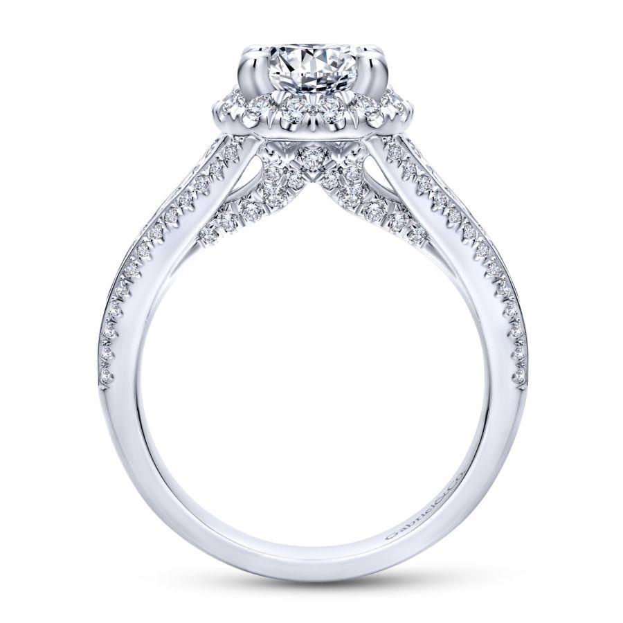 14k white gold round halo diamond engagement ring