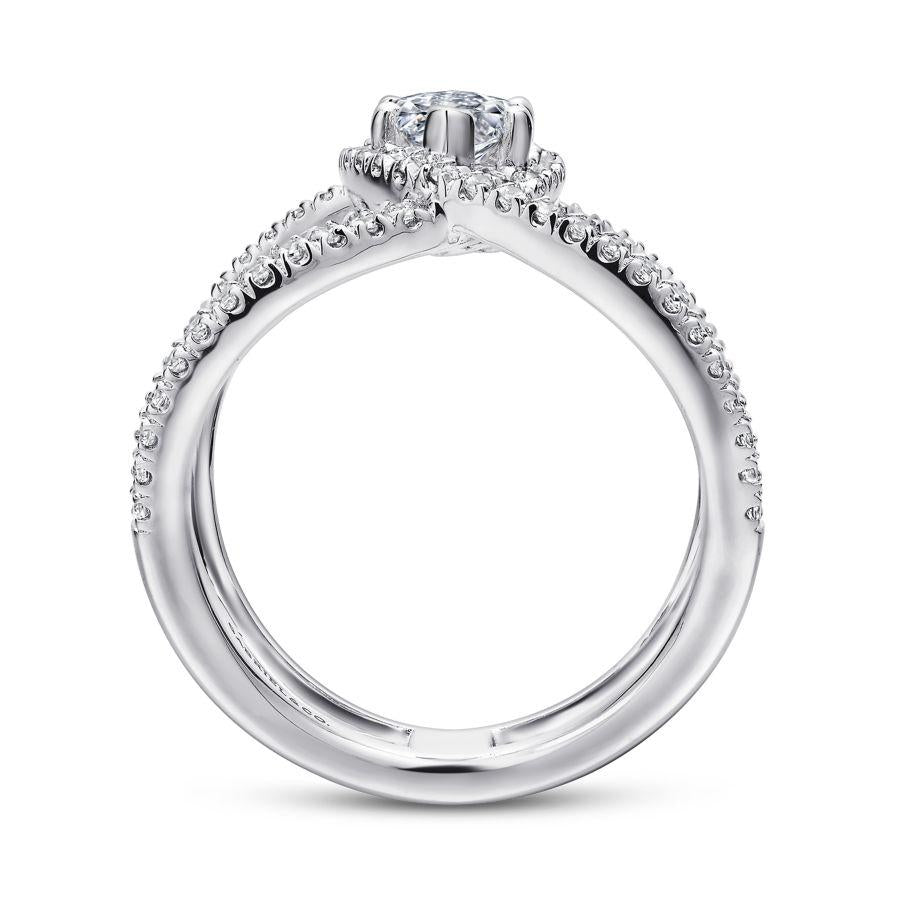 14k white gold marquise halo diamond engagement ring