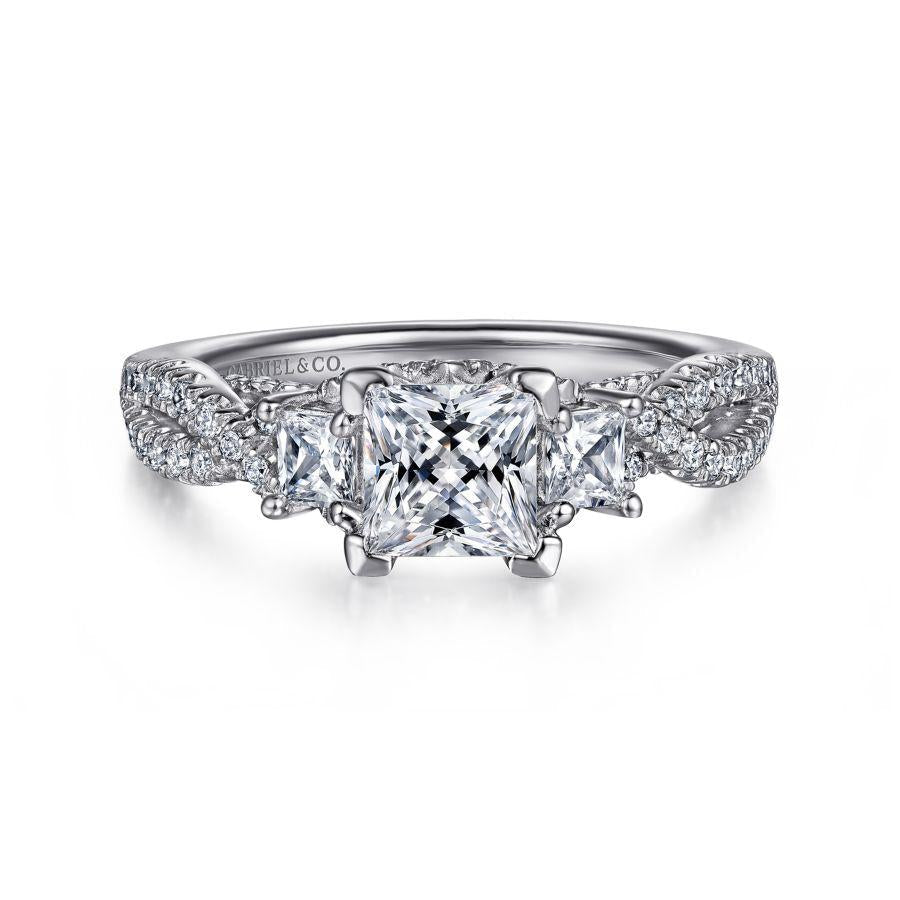 14k white gold princess cut diamond engagement ring