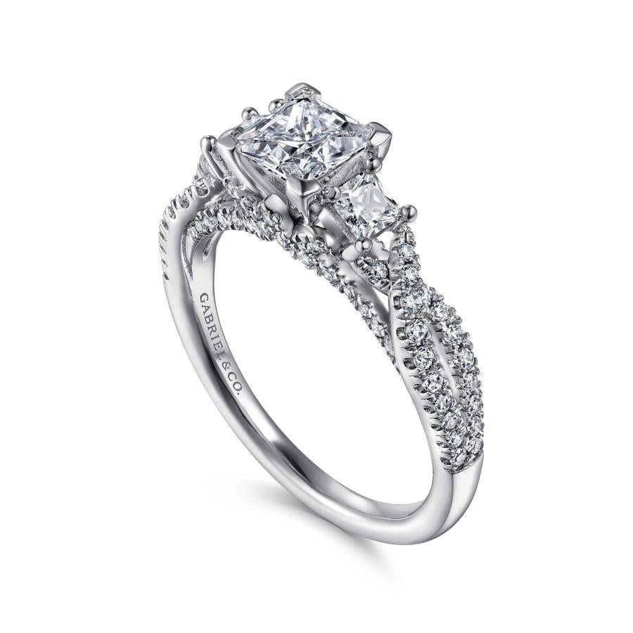 14k white gold princess cut diamond engagement ring
