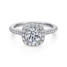 14k white gold round halo diamond engagement ring