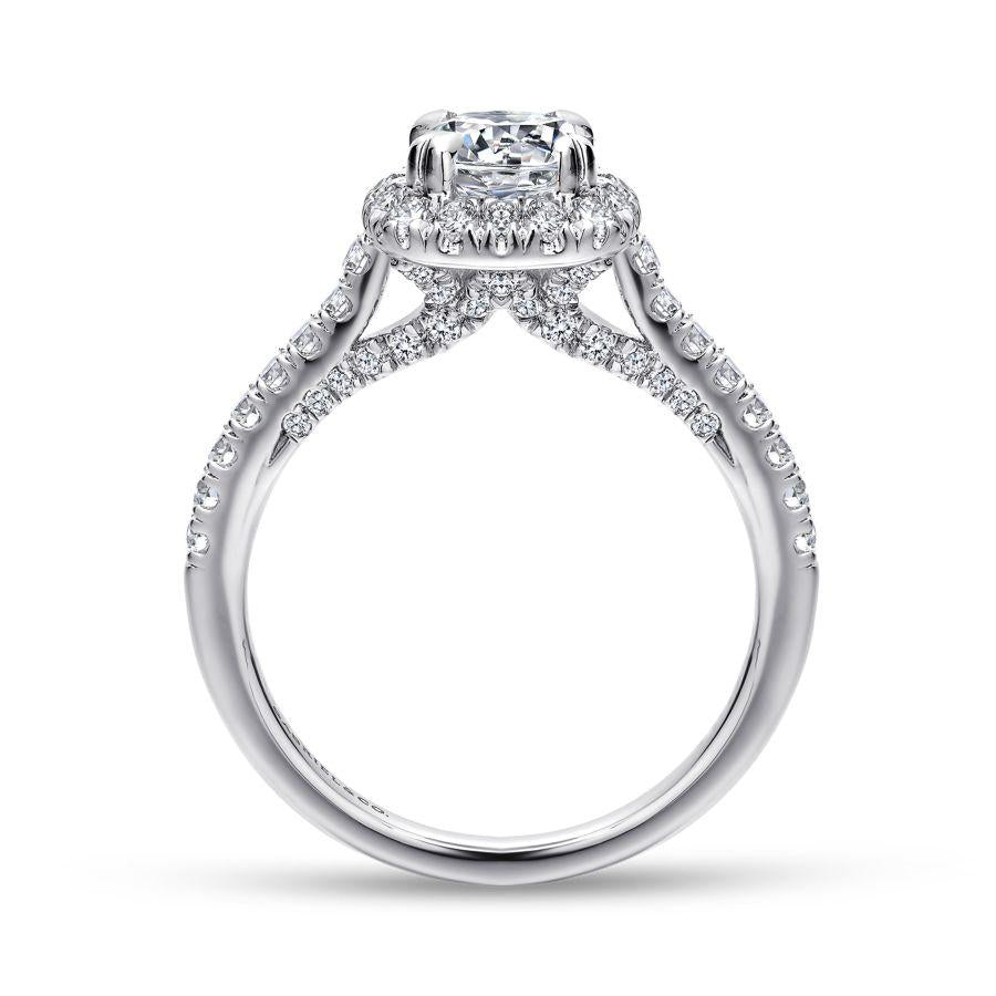 14k white gold round halo diamond engagement ring