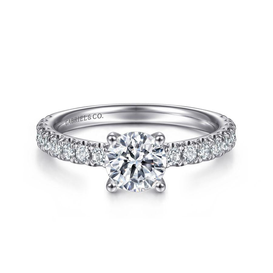 14k white gold round diamond engagement ring