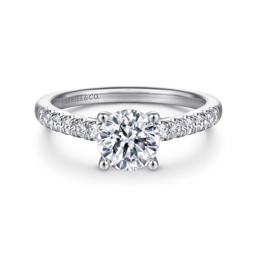 14k white gold round diamond engagement ring