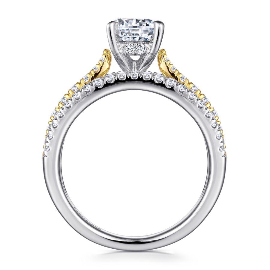 14k white-yellow gold round diamond engagement ring