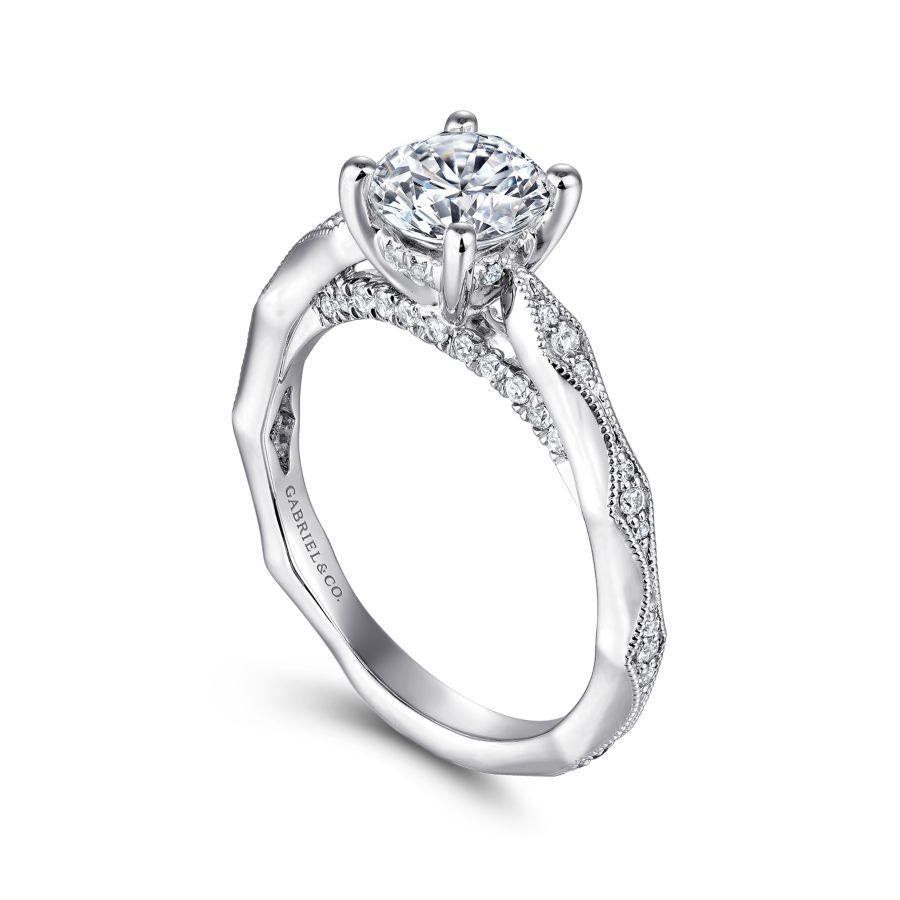 14k white gold round diamond engagement ring