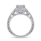 unique 14k white gold art deco halo diamond engagement ring