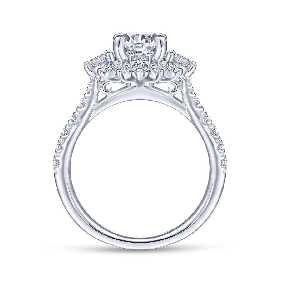 unique 14k white gold halo diamond engagement ring