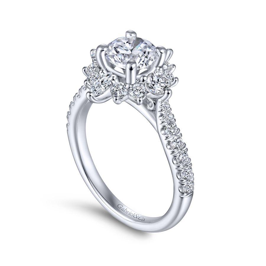 unique 14k white gold halo diamond engagement ring