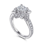 unique 14k white gold halo diamond engagement ring