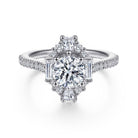 unique 14k white gold art deco halo diamond engagement ring