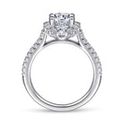 unique 14k white gold art deco halo diamond engagement ring