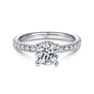 14k white gold hidden halo round diamond engagement ring