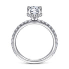 14k white gold hidden halo round diamond engagement ring