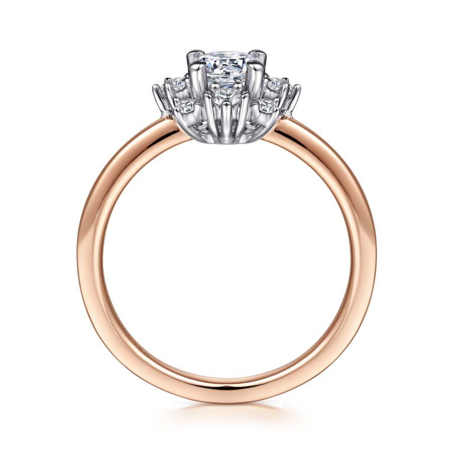unique 14k white-rose gold halo diamond engagement ring